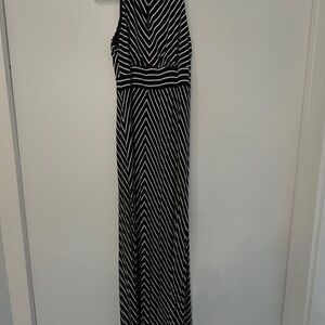 LOFT Black and White Chevron Maxi Dress